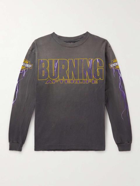 Printed Distressed Cotton-Jersey T-Shirt