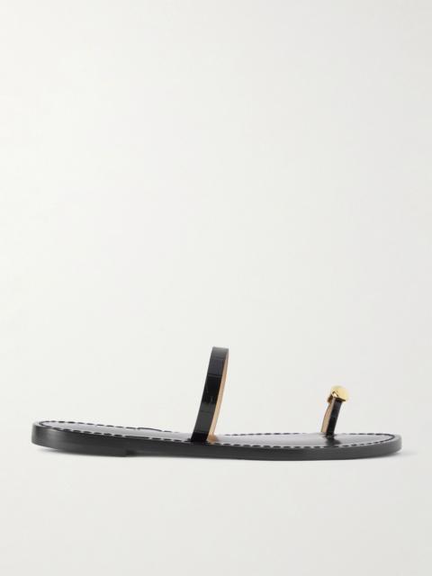 The Kibera embellished croc-effect leather sandals Black