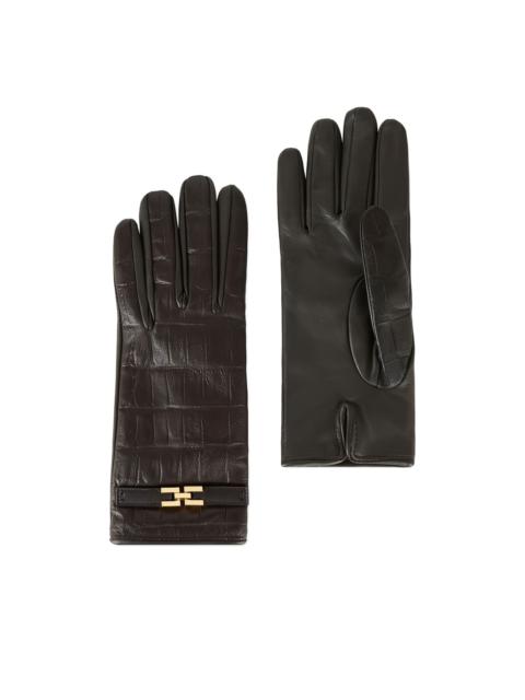 crocodile-debossed logo gloves s
