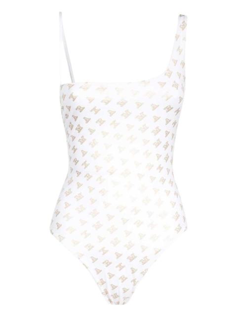 logo-print one-shoulder swimsuit