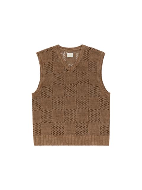 Aime Leon Dore Checkered Linen Vest Brown