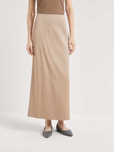 Satin cady long column skirt