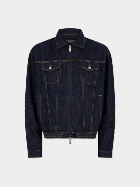 DARK WASH DRAWSTRING JEAN JACKET