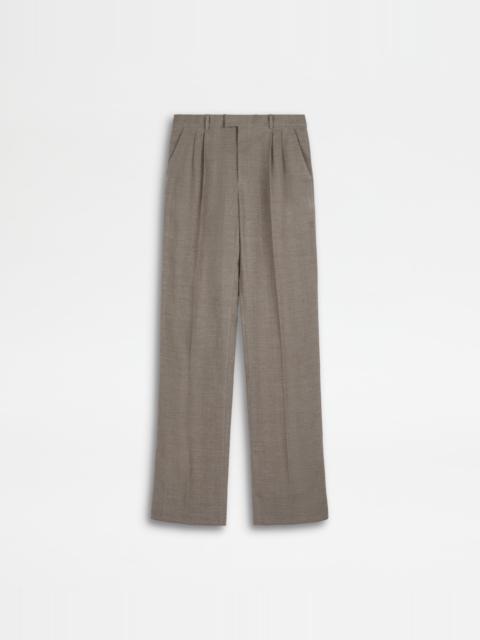 PANTS WITH LINEN BLEND DARTS - BEIGE