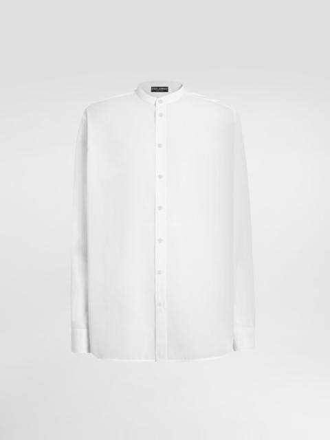 Cotton canvas mandarin shirt