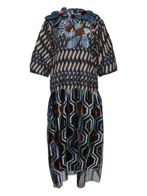 geometric-print silk dress