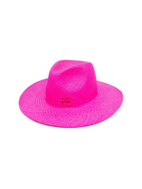 embroidered-logo straw sun hat