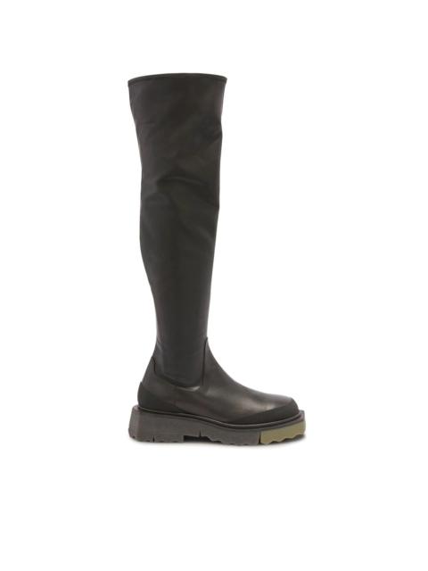 knee-length leather boots