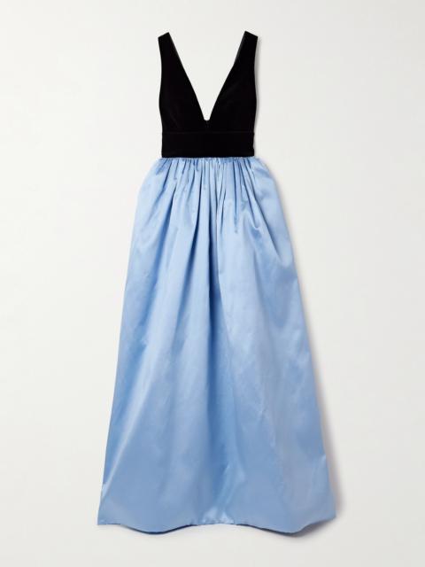 Silk-mikado And Velvet Gown