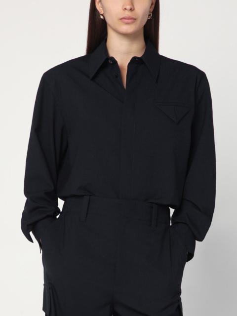 Midnight blue wool twill shirt