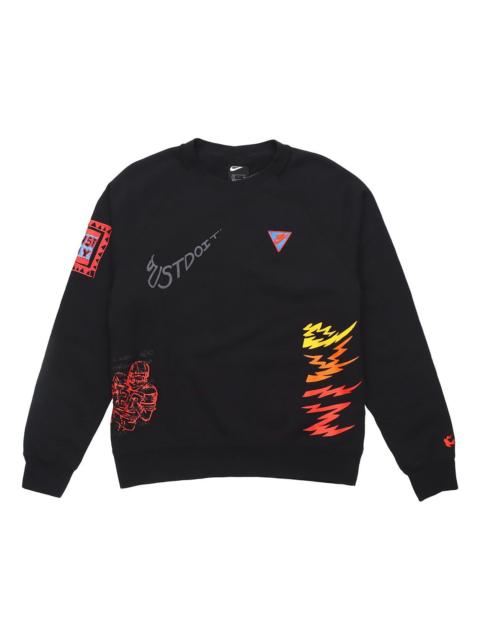 Nike Sportswear NSW 3M Reflective Graffiti Printing Round Neck Pullover Black CJ5056-010