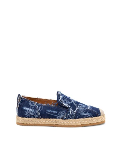 denim floral print espadrilles