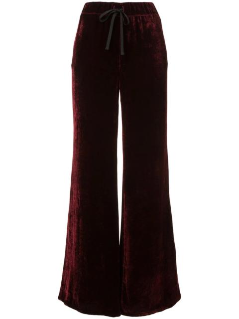 velvet wide leg trousers