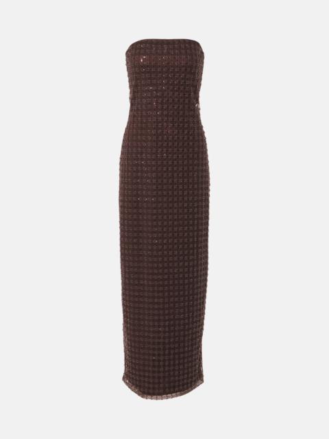 Beaded strapless maxi dress