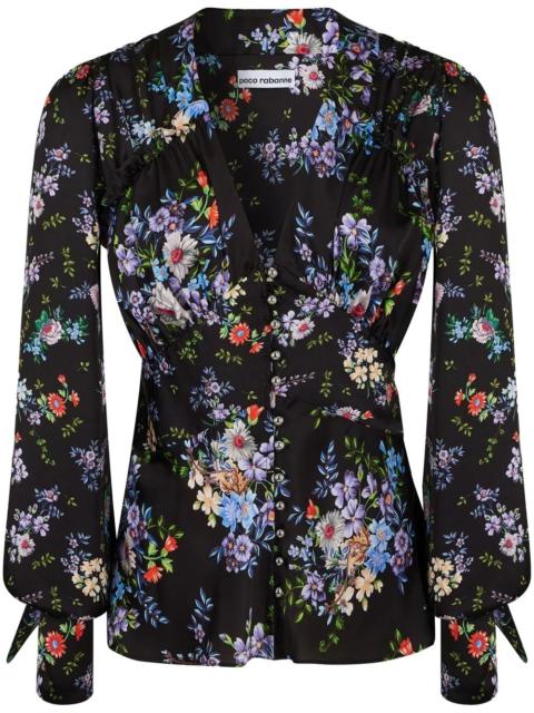 floral-print silk shirt