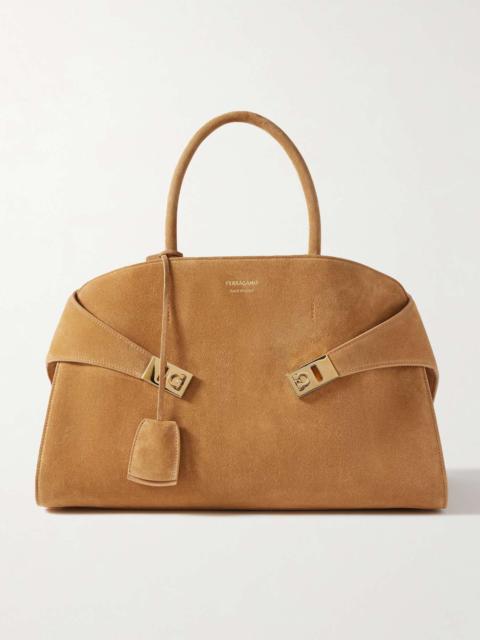Hug small suede tote Tan