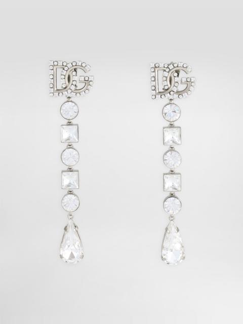 Drop earrings with rhinestones and DG logo