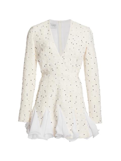 Polka-Dot Boucle Mini Dress ivory