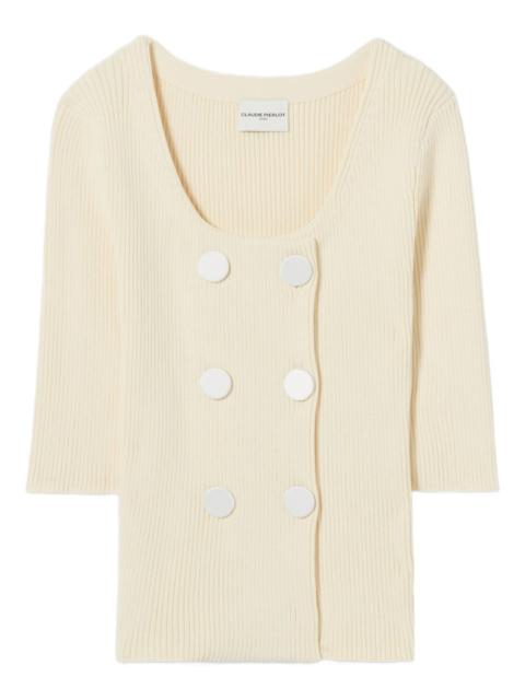 button ribbed cardigan