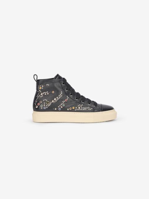 High-Top Sneakers With Studs And Stones