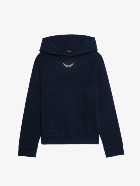 Georgy Hooded Embellished Sweatshirt in Navy