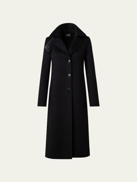Leather Collar Cashmere Coat