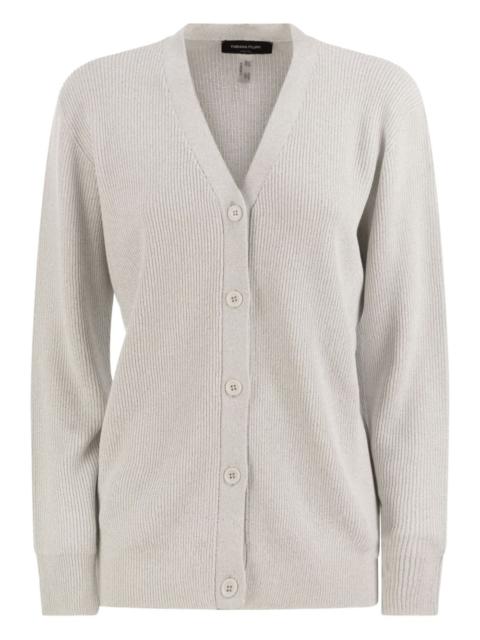ribbed V-neck cardigan