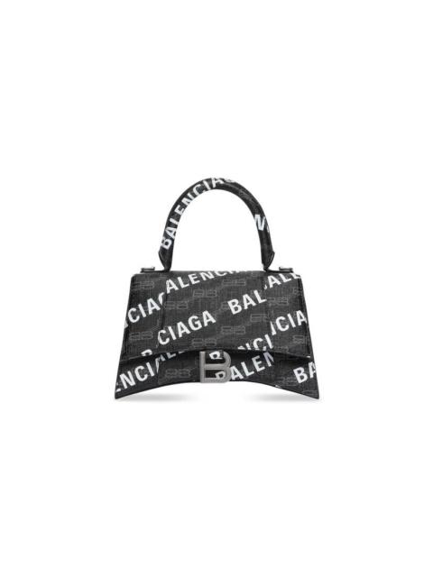 Women's Hourglass Small Handbag Bb Monogram Coated Canvas And Allover Logo in Black