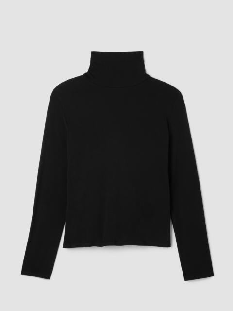 Stretch Silk Jersey Turtleneck Top