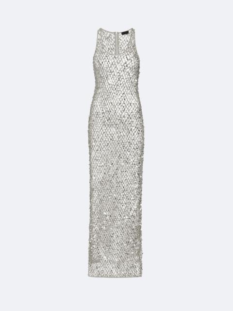Net Mesh Sequin Tank Gown