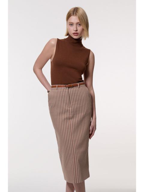 Jacquard Tailored Maxi Pencil Skirt