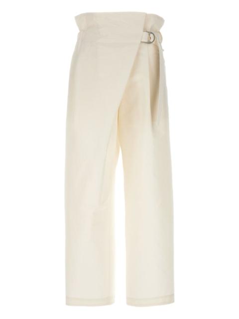 elastic-waistband wrap trousers