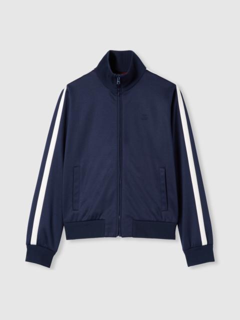 Technical jersey zip jacket with embroidery