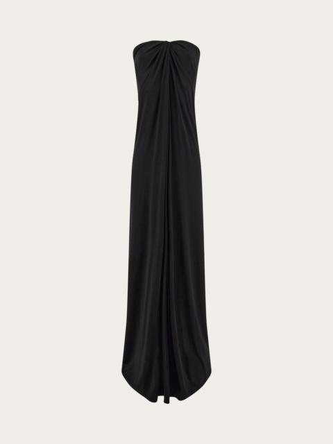 Sleeveless long dress with gathered detail