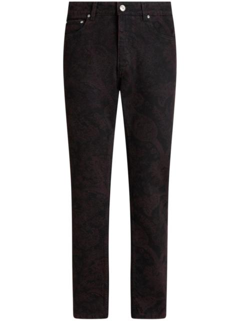 paisley-pattern slim-fit jeans