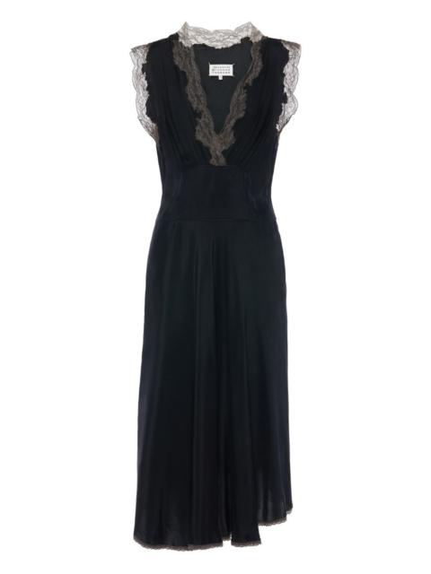 lace-trim midi dress