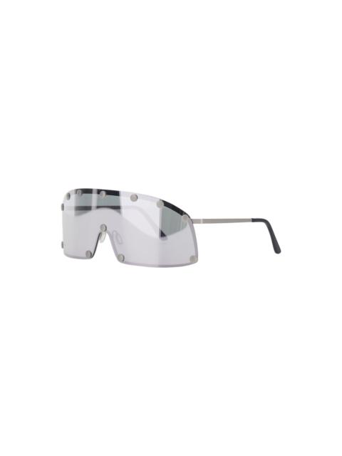 Grey Oversize Sunglasses With Stud Details And Bicolor Temples In Stainless Steel Man