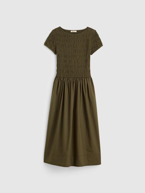 Smocked Boatneck Midi Dress