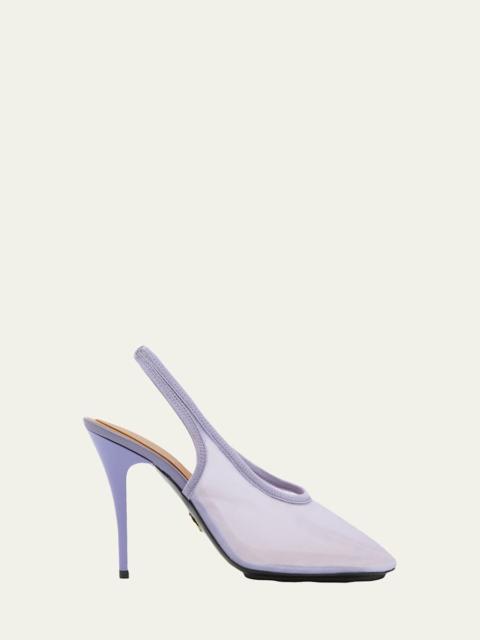 103mm Mesh Slingback Pumps