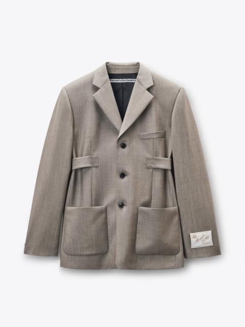 Grey Wool Mohair Blazer