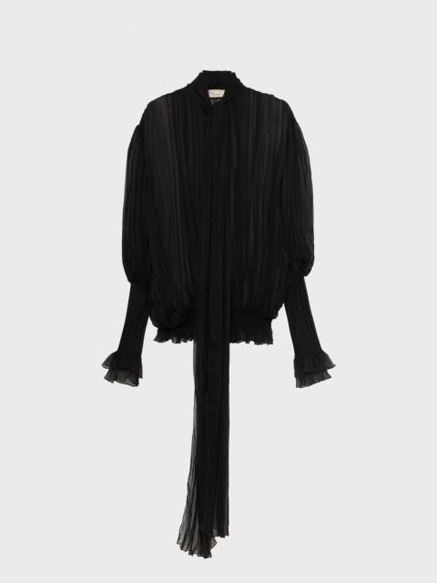 PLEATED BLOUSE IN SILK CHIFFON