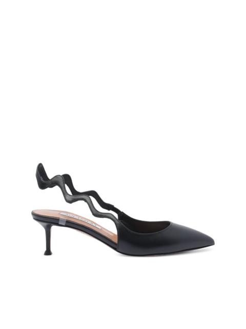 wave-detail slingback pumps