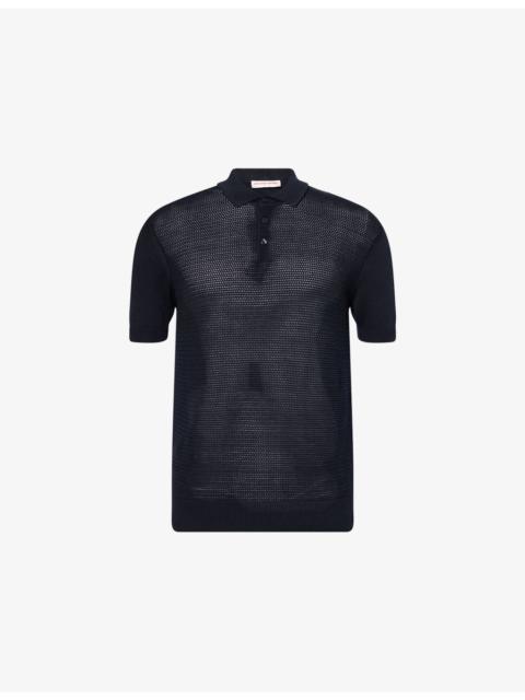 Burnham Textured-Pattern Cotton-And-Silk Polo Shirt