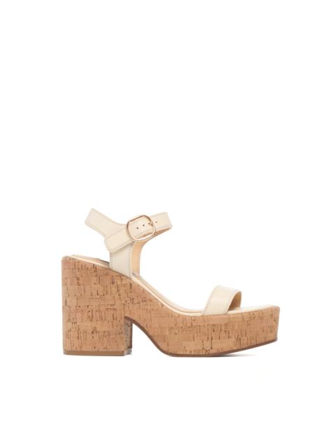 Sardis Platform Sandal in Cream Nappa Leather