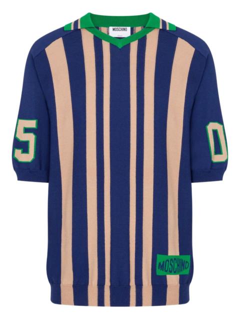 striped V-neck T-shirt