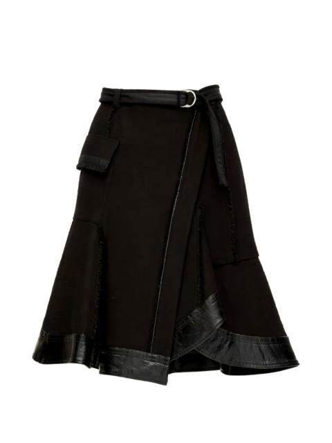 double-layer belted cargo midi skirt
