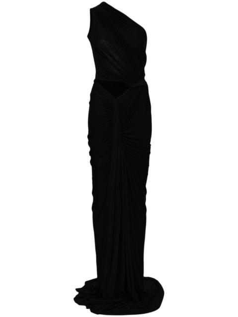one-shoulder draped gown