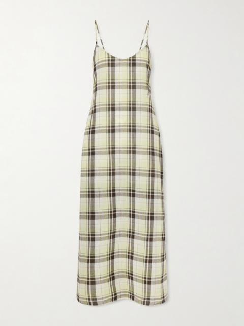 Evelyn Tie-back Checked Crinkled-voile Maxi Dress