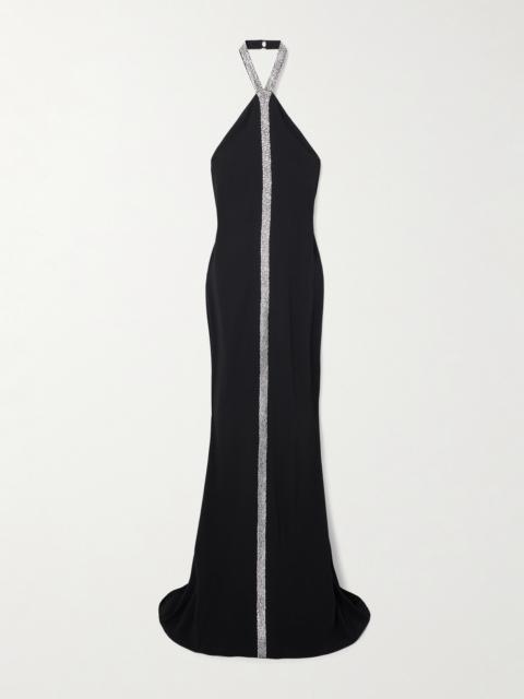 Acropoli Swarovski Crystal-embellished Crepe Halterneck Gown