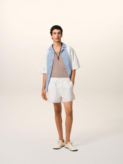 WHITE AND BLUE COTTON ELASTICATED SHORT